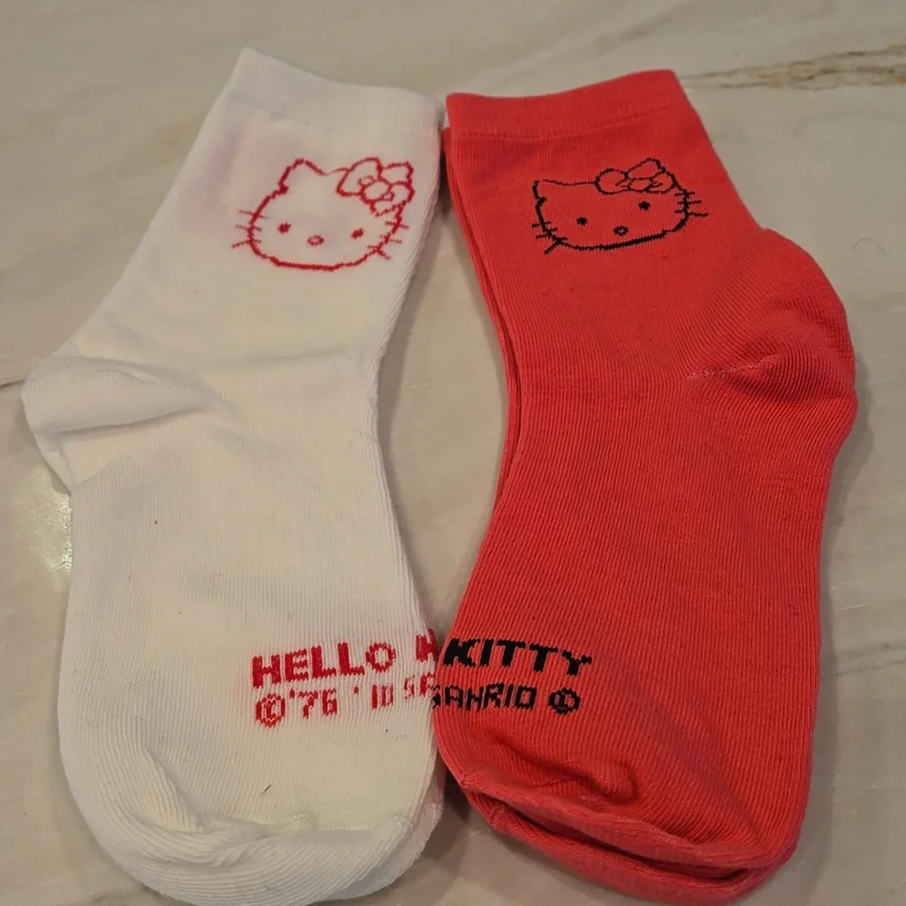 Bundled 2 Pr. 4 U - Hello Kitty socks. Neon pink and white